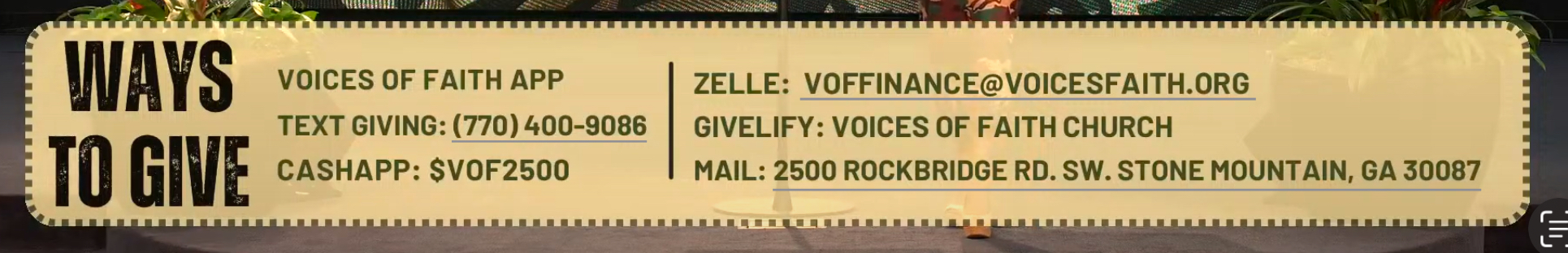 Voices of Faith Church Giving